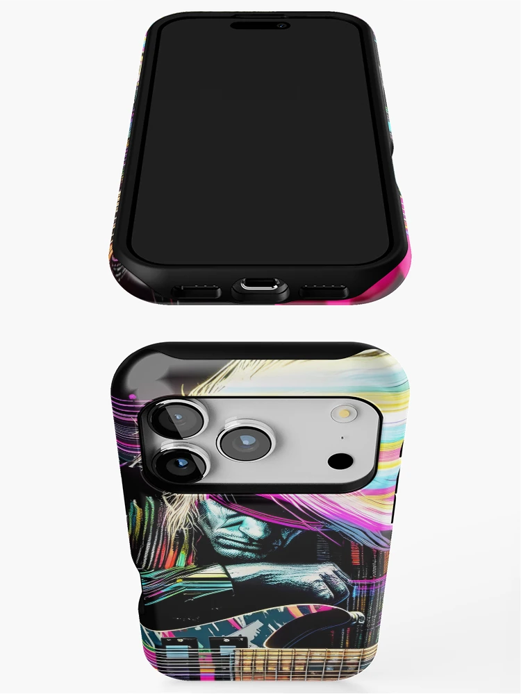Thumbnail 3 of 4, iPhone Case, Neon Riffs in Digital Rifts designed and sold by ramboe.