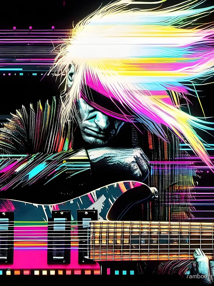 Thumbnail 3 of 3, Scarf, Neon Riffs in Digital Rifts designed and sold by ramboe.
