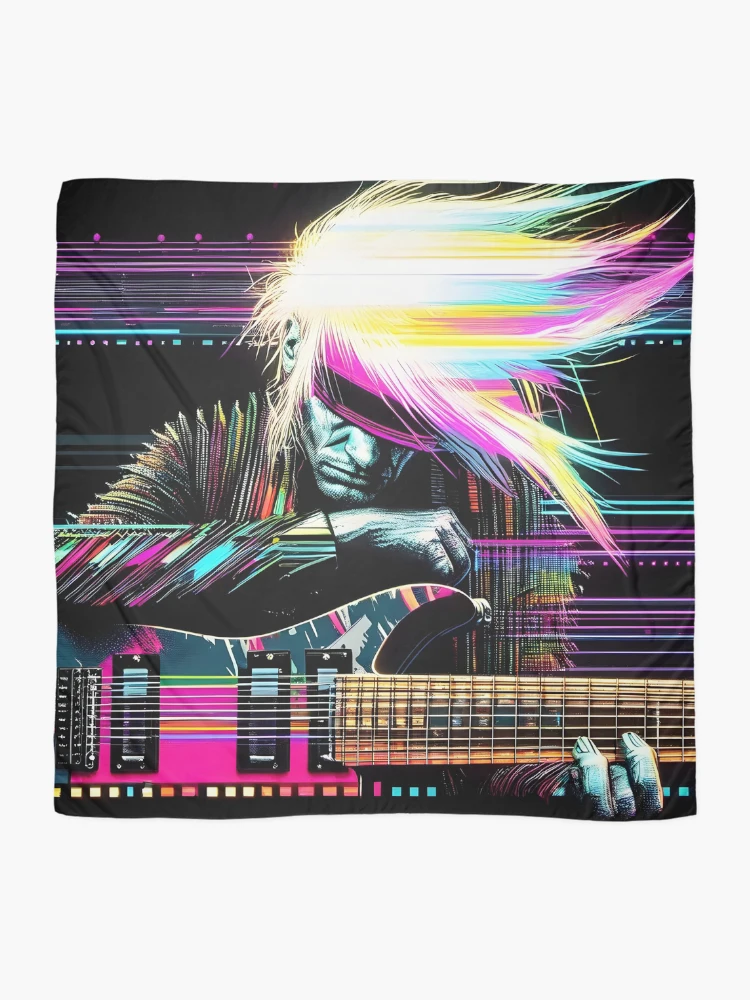 Thumbnail 2 of 3, Scarf, Neon Riffs in Digital Rifts designed and sold by ramboe.
