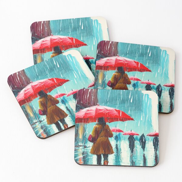 Item preview, Red Umbrellas in Rain designed and sold by LianaCreates.