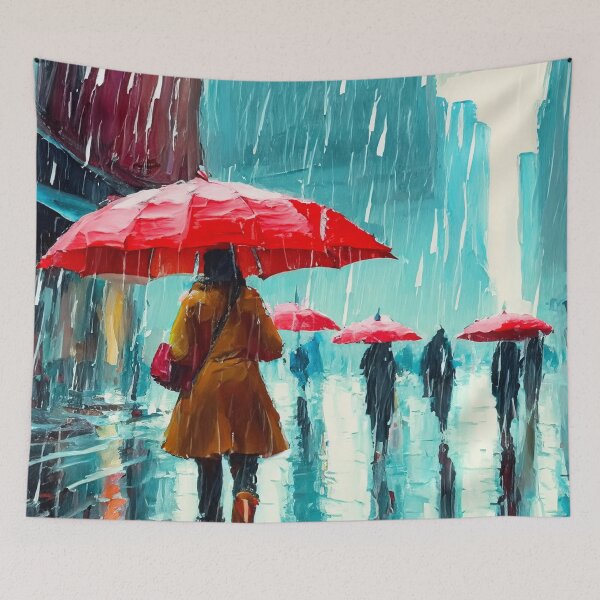 Item preview, Red Umbrellas in Rain designed and sold by LianaCreates.