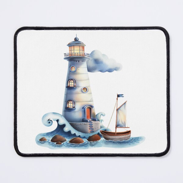 Item preview, Cute watercolor ink cartoon style lighthouse designed and sold by 1enchik.