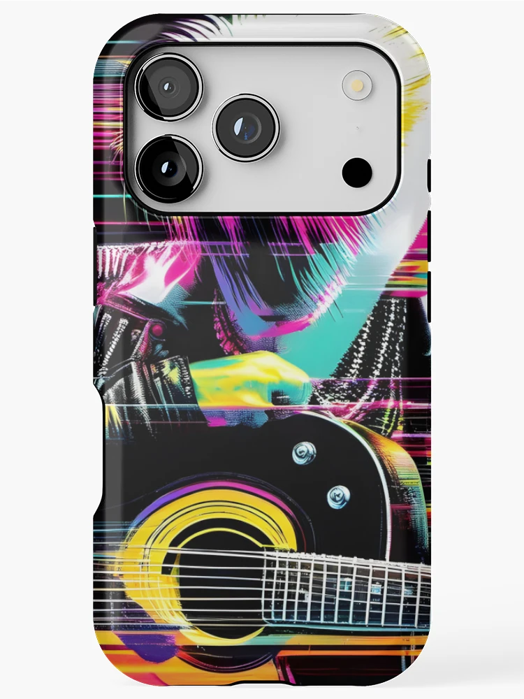Thumbnail 1 of 4, iPhone Case, Neon Riffs in Digital Rifts 2 designed and sold by ramboe.