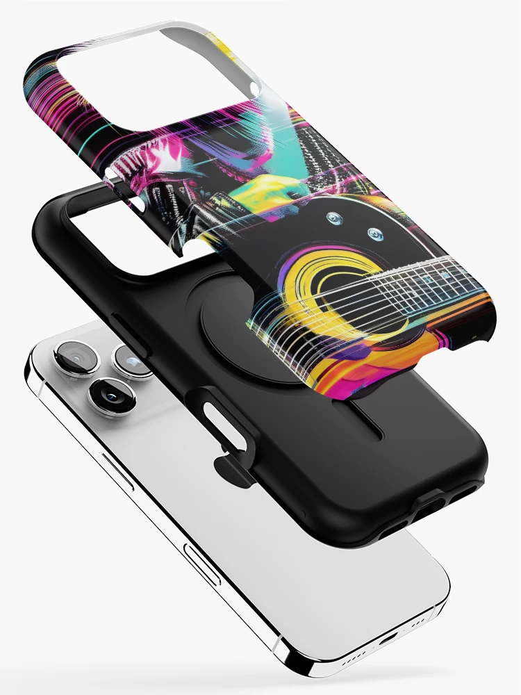 Thumbnail 2 of 4, iPhone Case, Neon Riffs in Digital Rifts 2 designed and sold by ramboe.