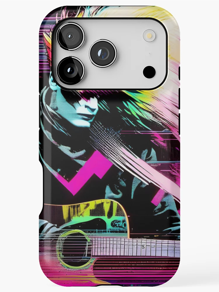 Thumbnail 1 of 4, iPhone Case, Neon Riffs in Digital Rifts 3 designed and sold by ramboe.