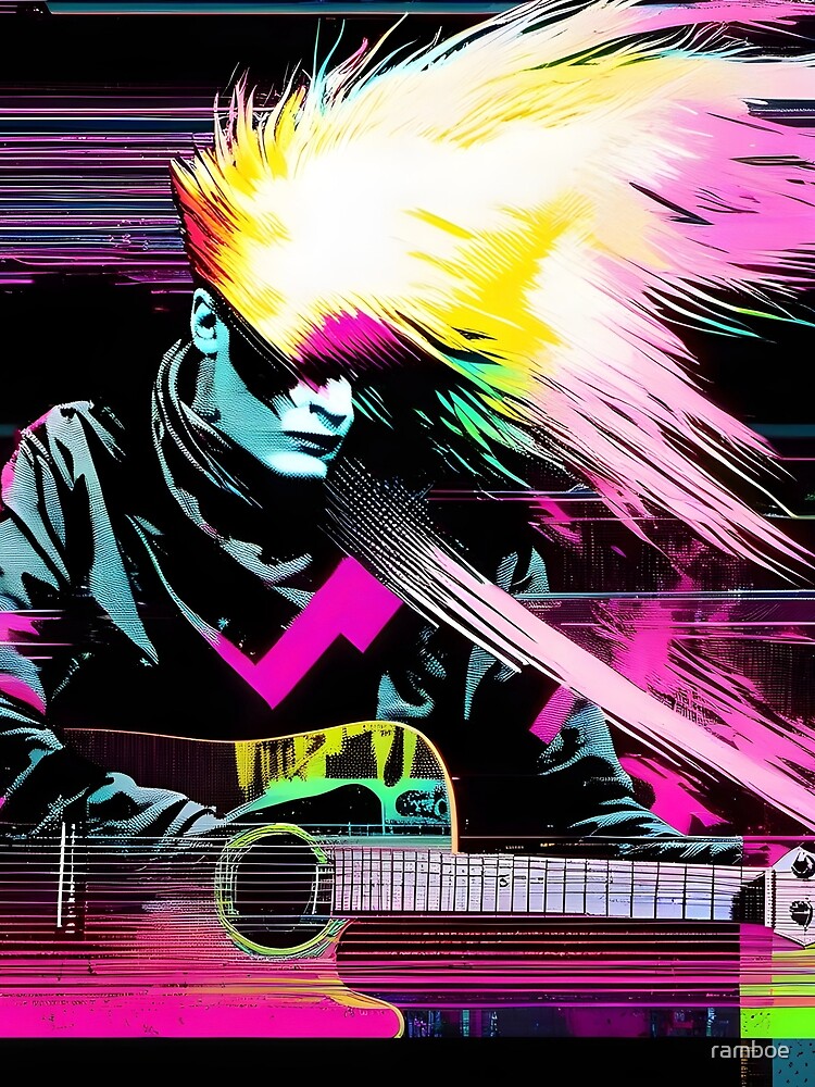 Thumbnail 3 of 3, Scarf, Neon Riffs in Digital Rifts 3 designed and sold by ramboe.