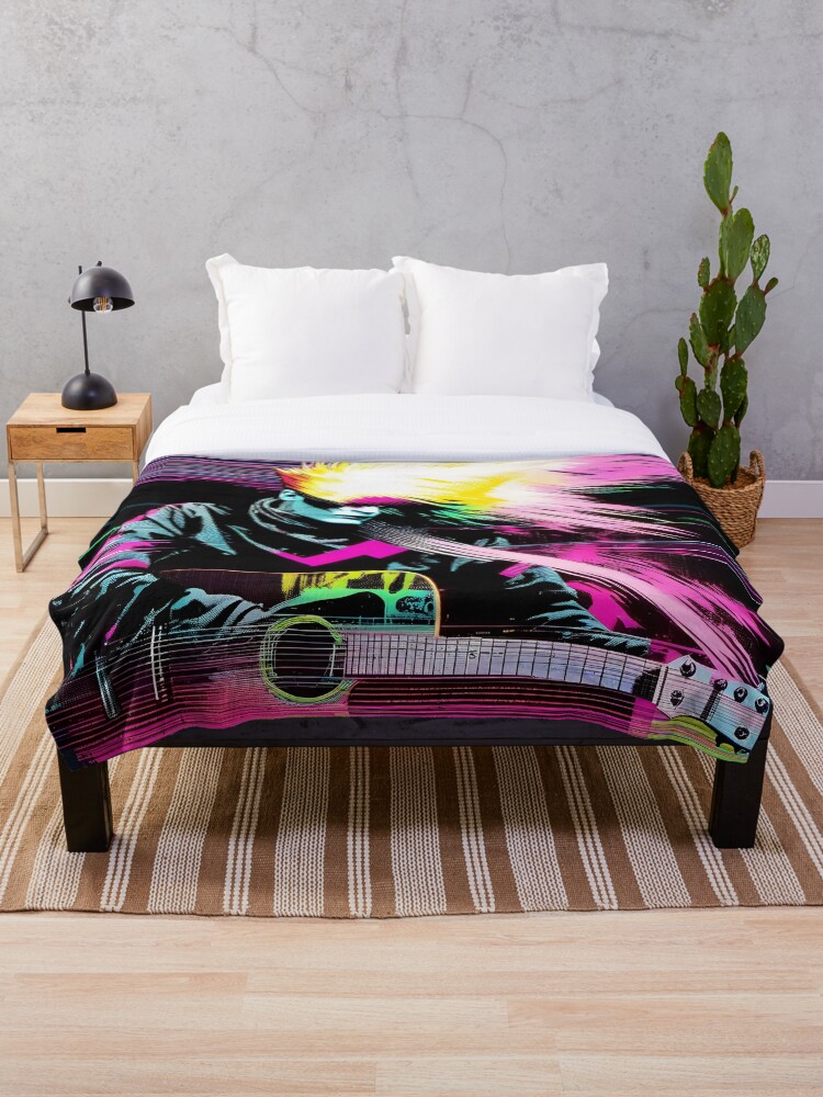 Thumbnail 1 of 6, Throw Blanket, Neon Riffs in Digital Rifts 3 designed and sold by ramboe.