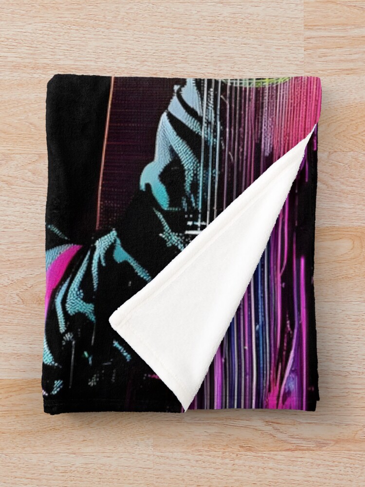 Thumbnail 3 of 6, Throw Blanket, Neon Riffs in Digital Rifts 3 designed and sold by ramboe.