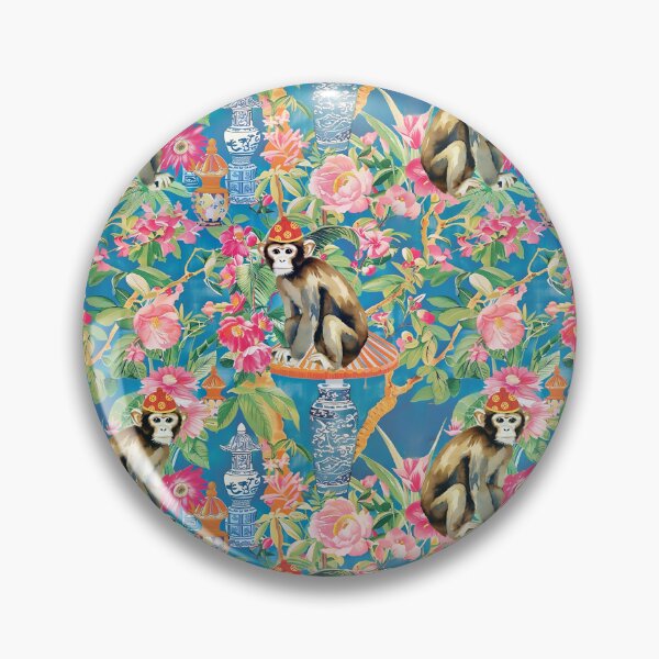 Item preview, Monkey in chinoiserie garden designed and sold by SophieClimaArt.