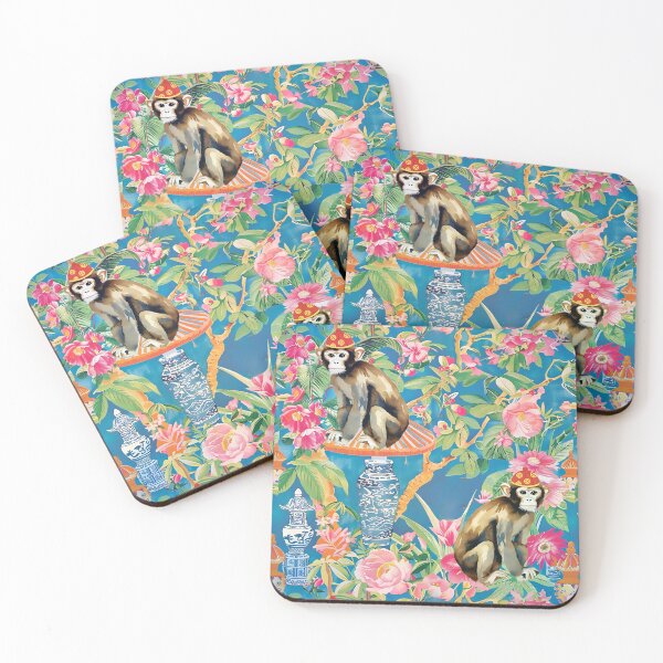Item preview, Monkey in chinoiserie garden designed and sold by SophieClimaArt.