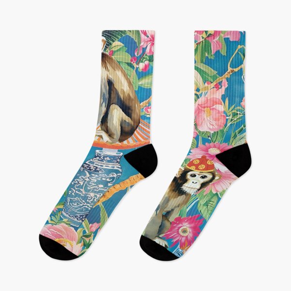 Item preview, Monkey in chinoiserie garden designed and sold by SophieClimaArt.