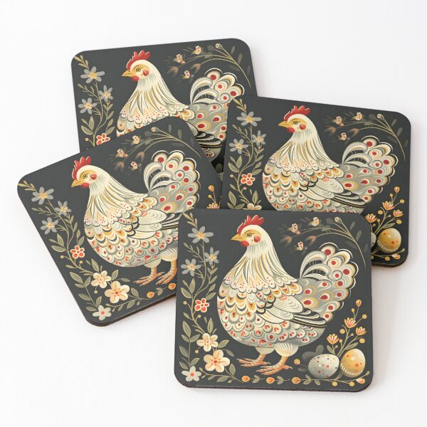 Item preview, Mother hen and  eggs with folk flowers - easter designed and sold by Folksy Living.