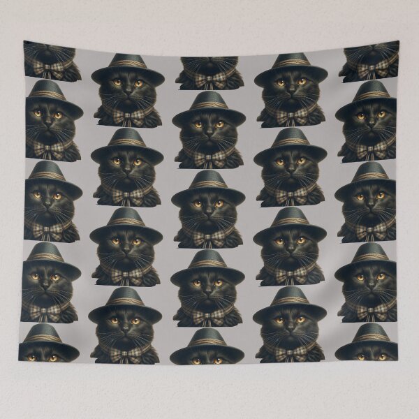 Item preview, Black and Pretty Gentleman Cat in a Hat designed and sold by MargaretFasDes.