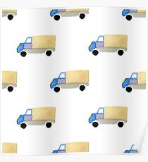 Watercolor truck toy car Poster