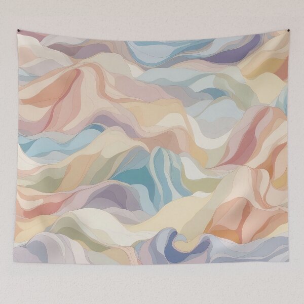 Item preview, Gentle Pastel Ripples in Soft Silk Quilt Aesthetics designed and sold by ArtComixHaven.