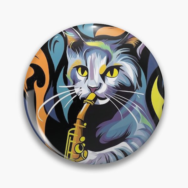 Item preview, Cat playing saxopone designed and sold by Tajdi.