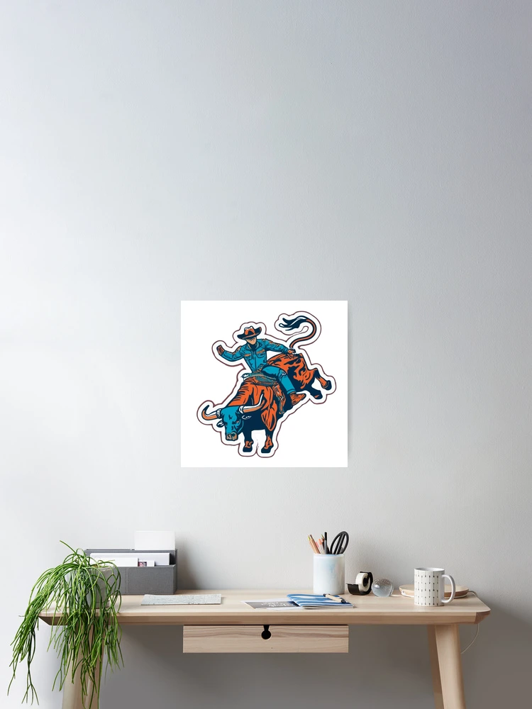 Thumbnail 2 of 3, Poster, Bull Rider in Action - Rodeo Cowboy Sticker designed and sold by NiftyWrx.