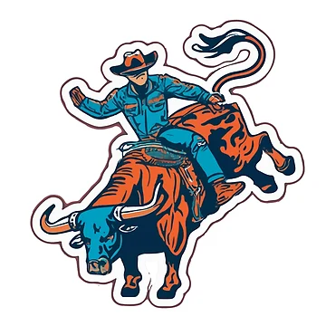 Artwork thumbnail, Bull Rider in Action - Rodeo Cowboy Sticker by NiftyWrx