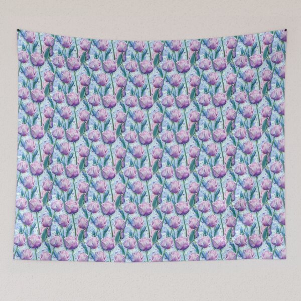 Item preview, 3D pastel Tulips and rain theme purple pattern seamless digital paper  designed and sold by artit-91.