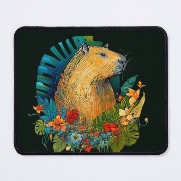 Item preview, A magnificent capybara among tropical leaves and flowers of fantastic beauty. designed and sold by Natalia-Vlad.