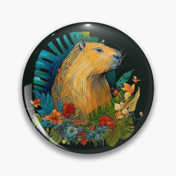 Item preview, A magnificent capybara among tropical leaves and flowers of fantastic beauty. designed and sold by Natalia-Vlad.