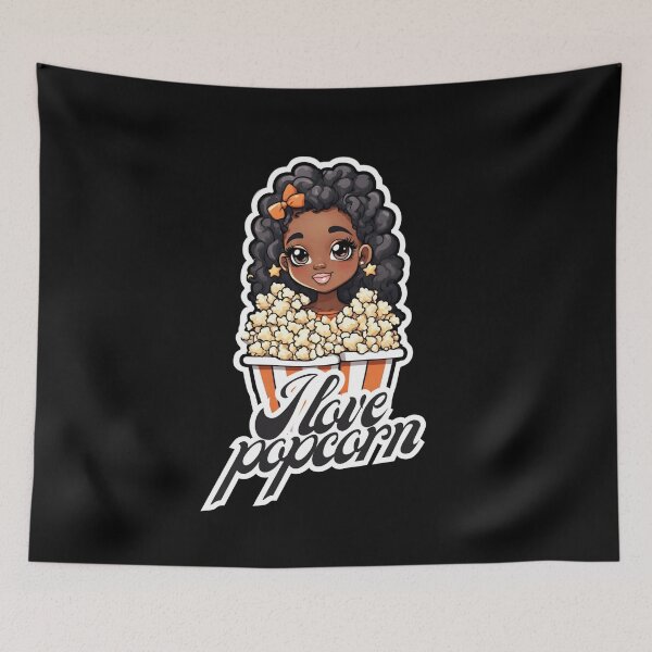 Item preview, I love popcorn, black girl with popcorn  designed and sold by Culmika.
