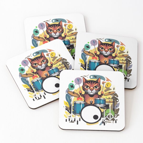 Item preview, Cat playing drams designed and sold by Tajdi.