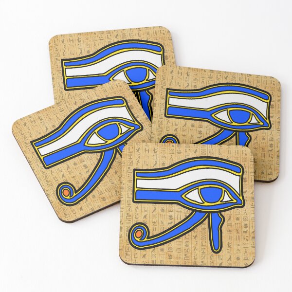 Item preview, Blue Horus Eye On Hieroglyphs designed and sold by EgyptConnection.