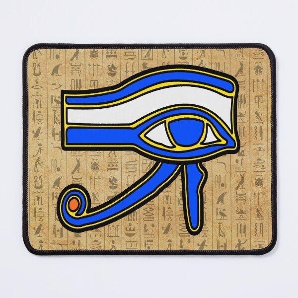 Item preview, Blue Horus Eye On Hieroglyphs designed and sold by EgyptConnection.
