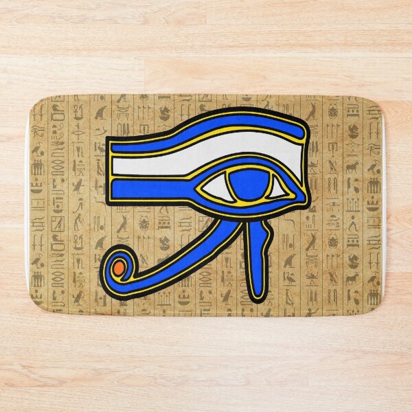 Artikelvorschau, Blaues Horusauge auf Hieroglyphen entworfen und verkauft von EgyptConnection.