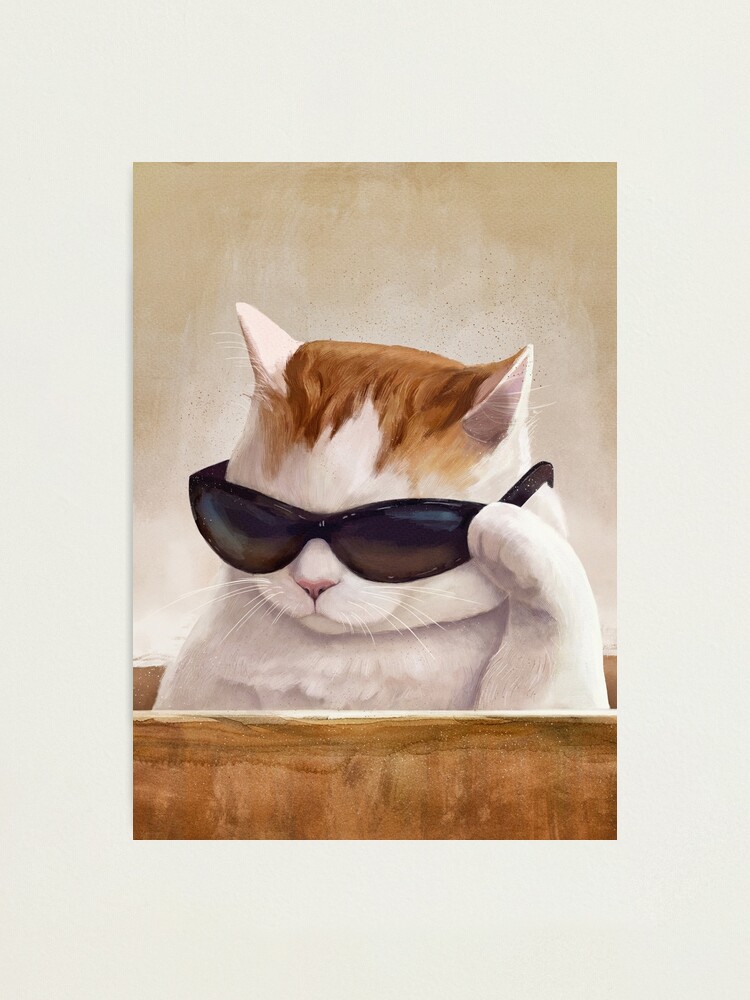 Cat With Glasses Meme Photographic Print