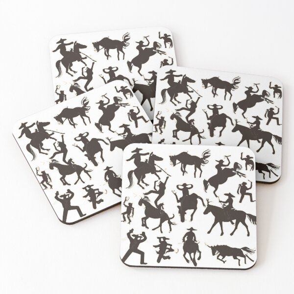 Item preview, Rodeo Action Cowboy Silhouettes Mural designed and sold by NiftyWrx.