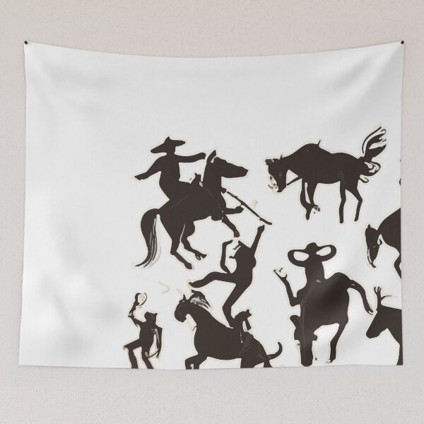 Item preview, Rodeo Action Cowboy Silhouettes Mural designed and sold by NiftyWrx.