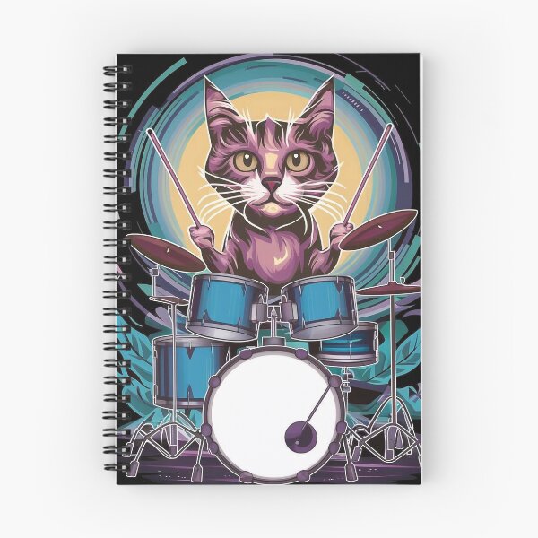 Item preview, Cat playing drams designed and sold by Tajdi.