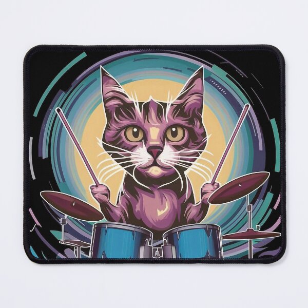 Item preview, Cat playing drams designed and sold by Tajdi.
