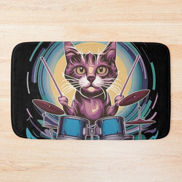 Item preview, Cat playing drams designed and sold by Tajdi.