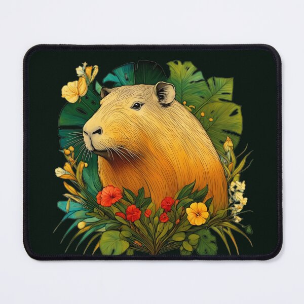 Item preview, A magnificent capybara among tropical leaves and flowers of fantastic beauty. designed and sold by Natalia-Vlad.