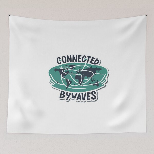 Item preview, Connected by Waves - World Map Radio Waves Sticker designed and sold by NiftyWrx.