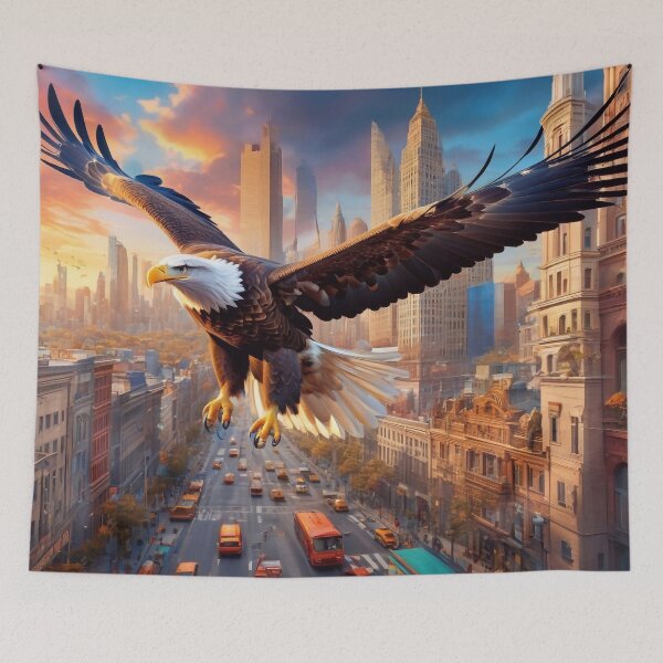 Item preview, Eagle flying over the streets designed and sold by M-Y-A-R-T-.
