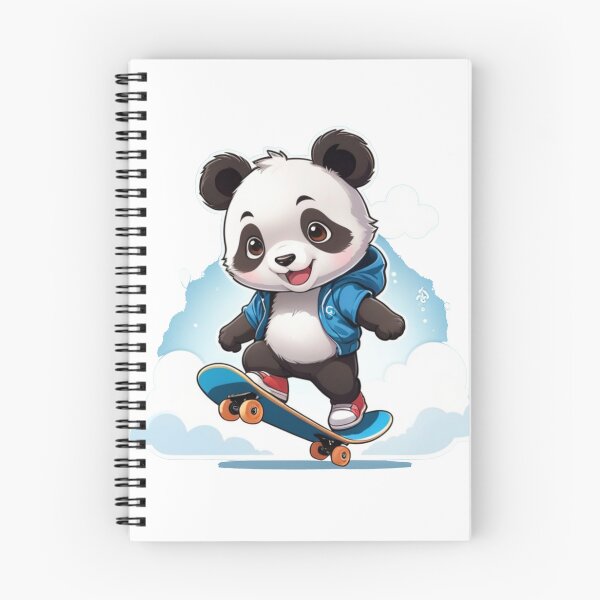 Aperçu de l'œuvre panda heureux sur une planche à roulettes créée et vendue par Karaz's Animal Kingdom.