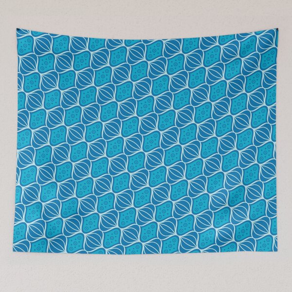 Item preview, Blue Swirling Chinese Lantern Alternating Supreme Templates Textile designed and sold by Alchemy-A-La-G.