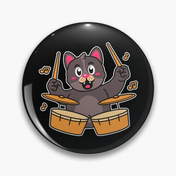 Item preview, cat playing drums designed and sold by DesignbyMorena.