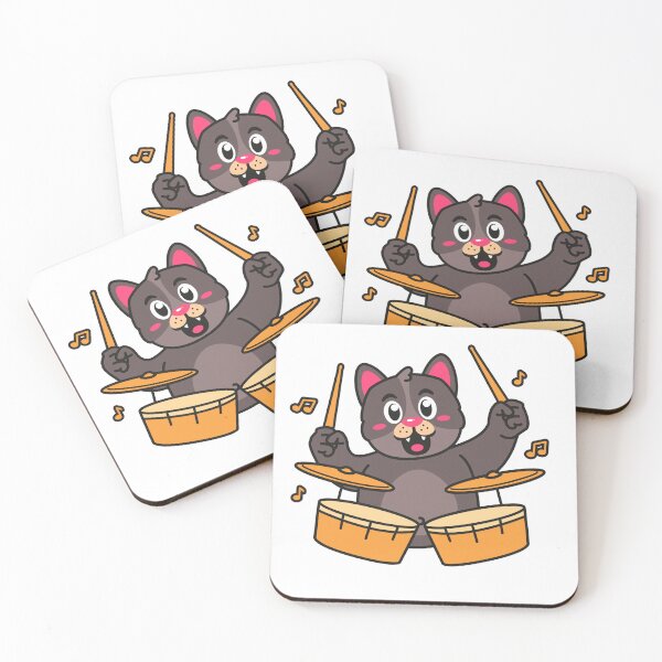 Item preview, cat playing drums designed and sold by DesignbyMorena.