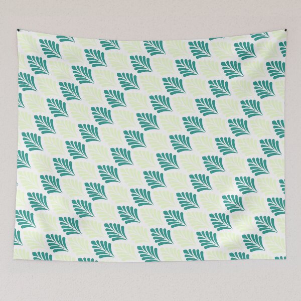 Item preview, Teal & Mint Green Leaves Diagonal White Supreme Templates designed and sold by Alchemy-A-La-G.