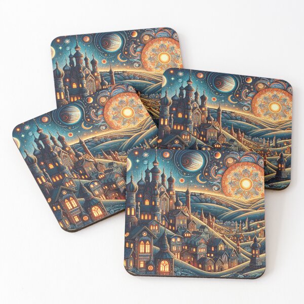 Item preview, fantasy cityscape at night designed and sold by Random Designs.