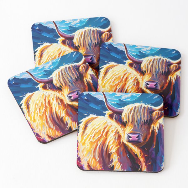 Artikelvorschau, Highland Cow Sunsplash in Öl entworfen und verkauft von LianaCreates.