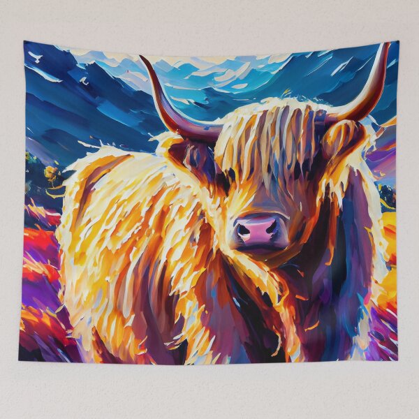 Item preview, Highland Cow Sunsplash in Oil designed and sold by LianaCreates.
