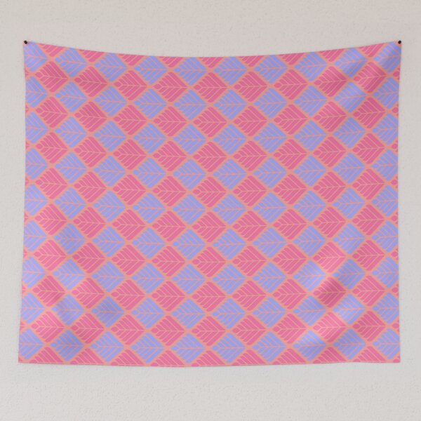 Item preview, Blue & Pink Feathered Leaves Horizontal Peach Supreme Templates designed and sold by Alchemy-A-La-G.