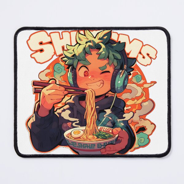 Item preview, Cute Manga Boy With Headphones Eating Noodles designed and sold by StickySparkle.