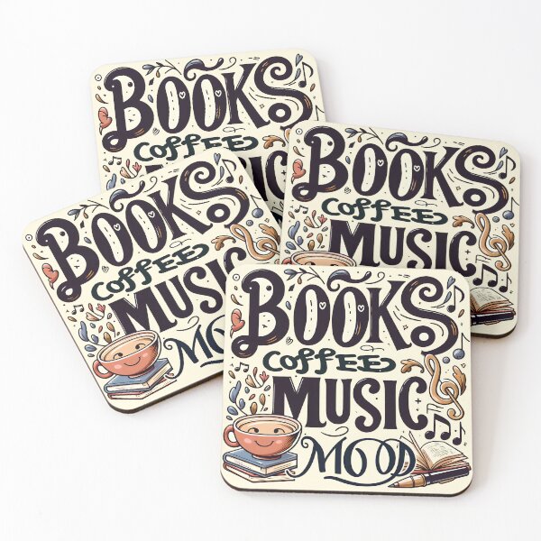 Item preview, Books Coffee Music Mood, typography designed and sold by maxmaj.